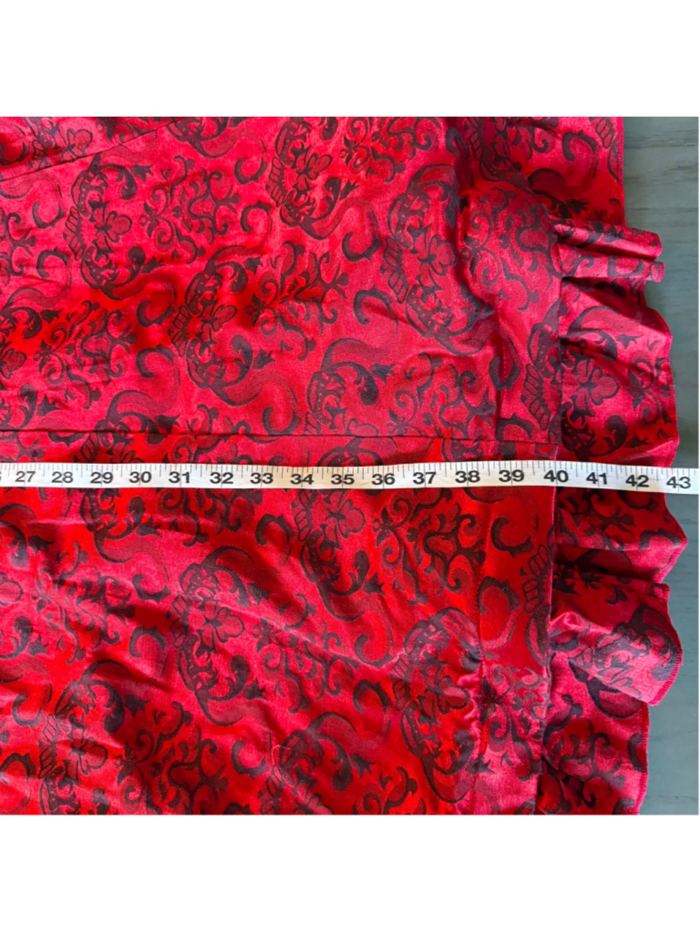 Belle Poque Red Black Brocade Corset Lace-Up Ruffled Maxi Skirt Gothic Victorian - Picture 12 of 13